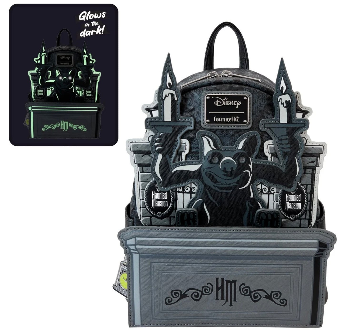 Haunted Mansion Glow in the Dark Gargoyle Wallpaper Loungefly Mini-Backpack