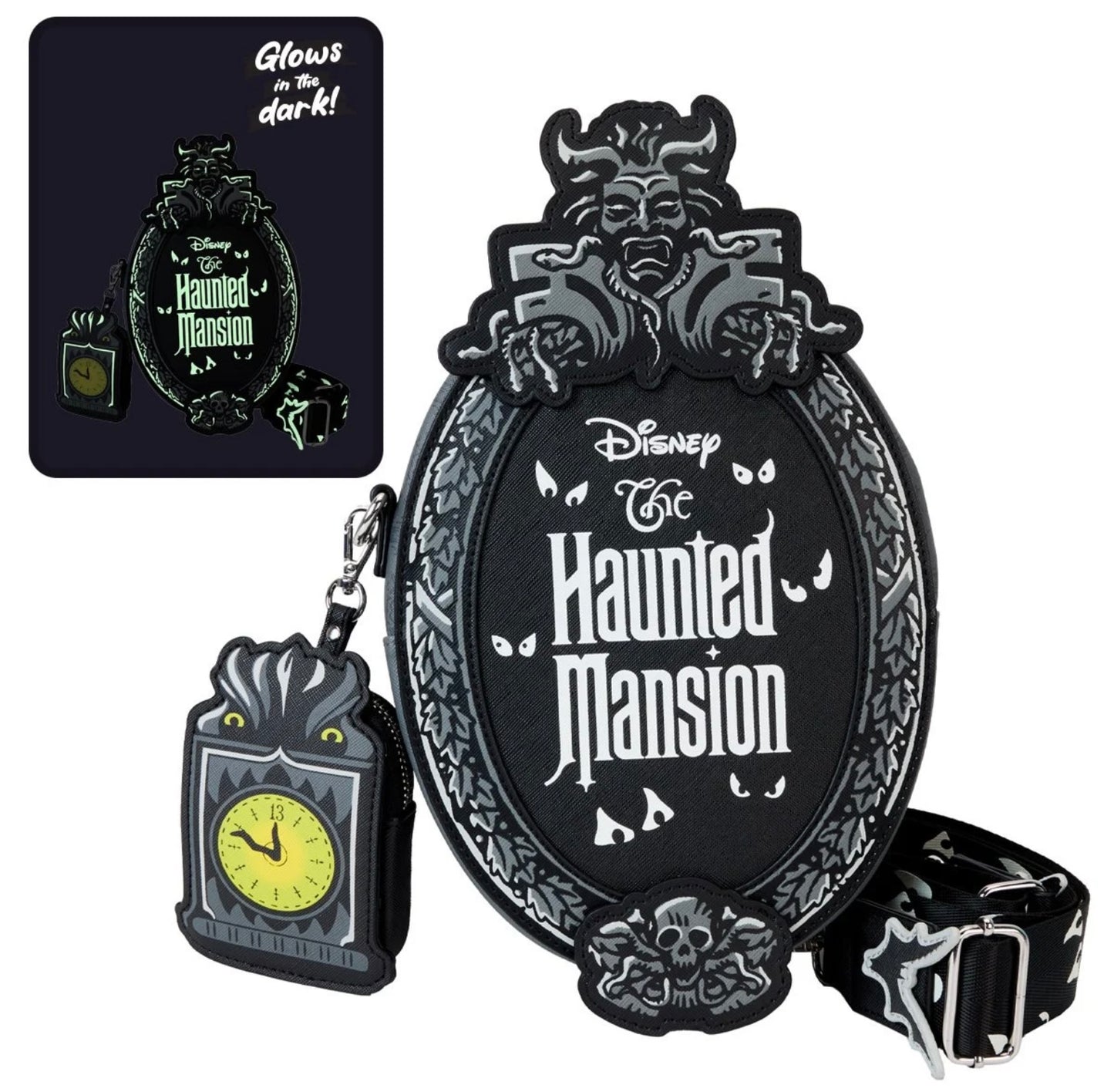 Haunted Mansion Glow in the Dark Plaque Loungefly Crossbody Bag