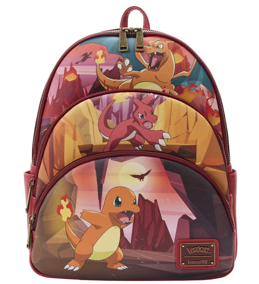 Pokémon Charmander Evolutions Triple Pocket Loungefly Mini Backpack