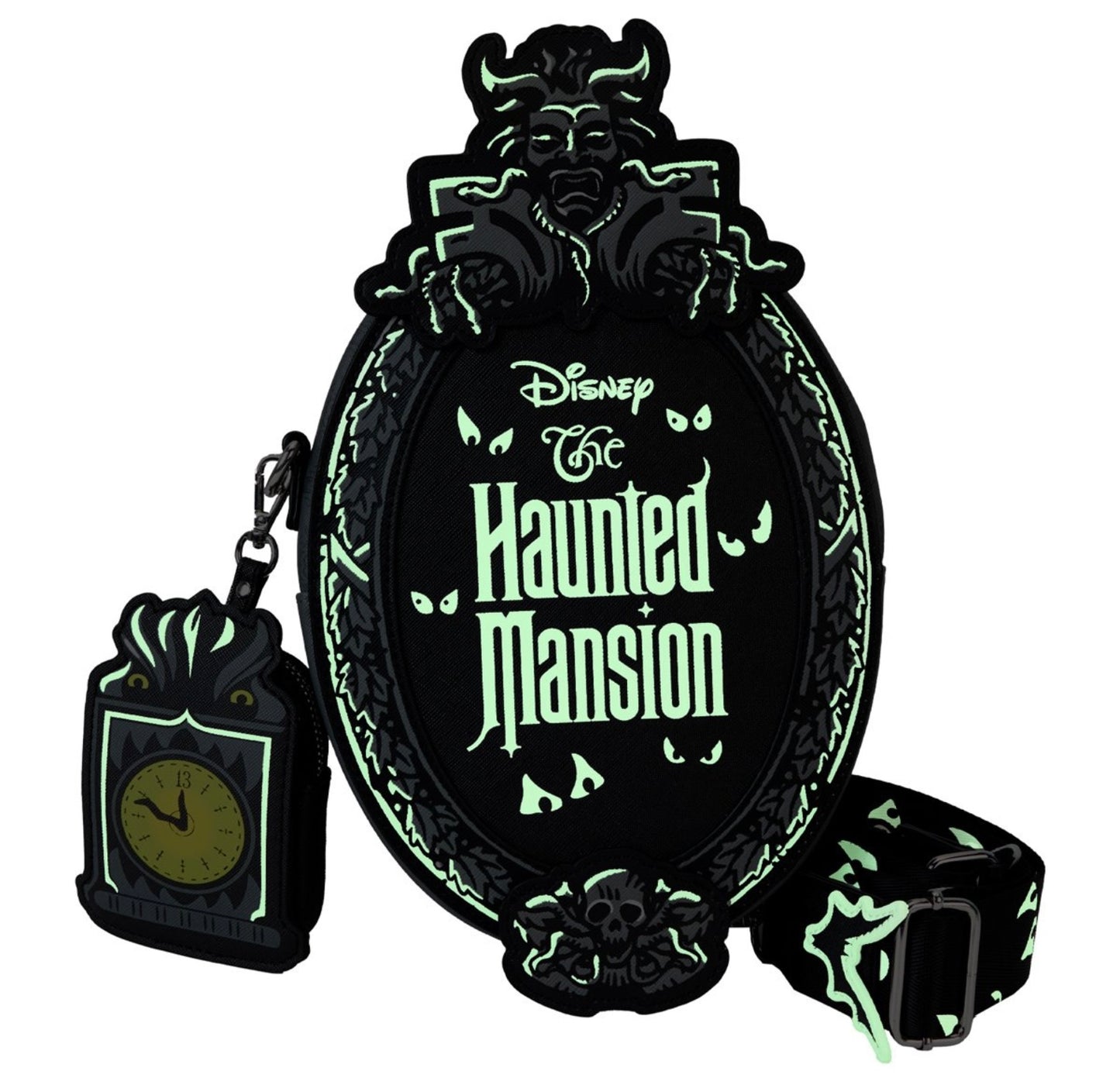 Haunted Mansion Glow in the Dark Plaque Loungefly Crossbody Bag