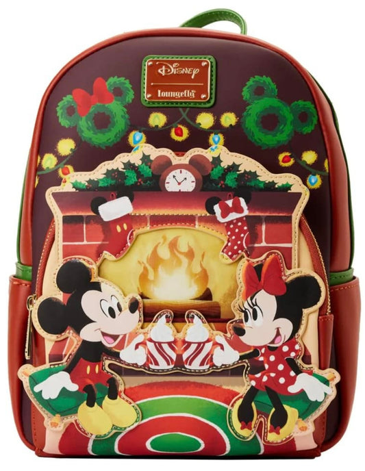 Mickey and Minnie Fireplace Lenticular Loungefly Mini Backpack